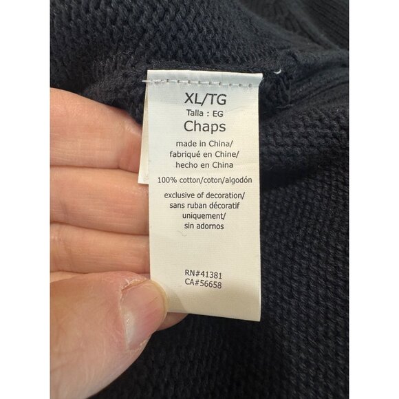 NWT Chaps Men  Iconic American Flag Sweater Navy Knit Sweater Preppy Academic XL - Picture 8 of 14